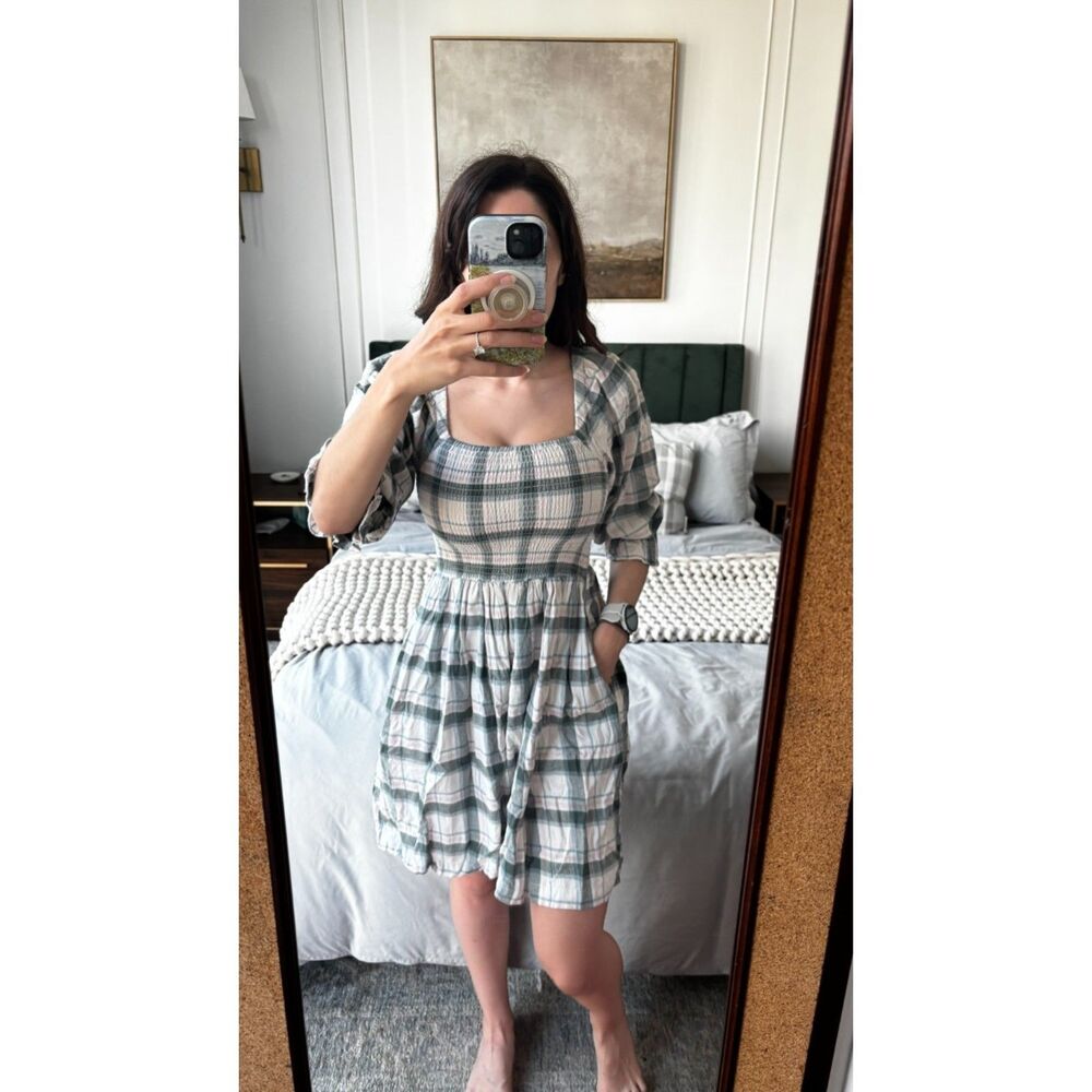White & Blue Plaid Madewell dress